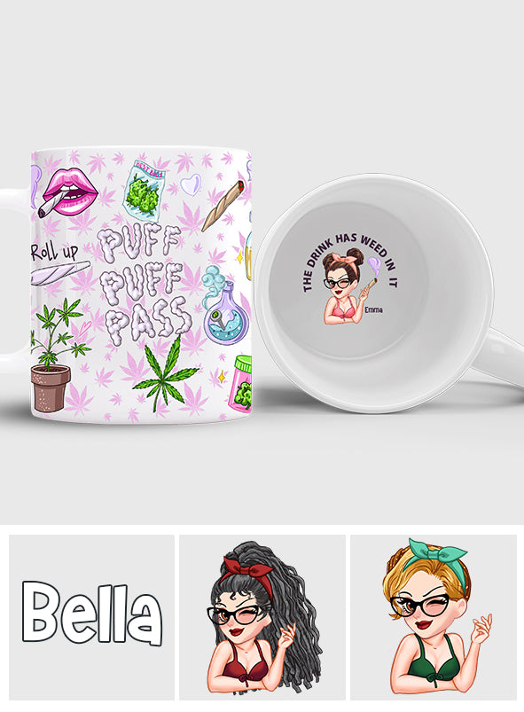 Puzz Puzz Pass - Mug personnalisé avec message caché sur le thème du cannabis