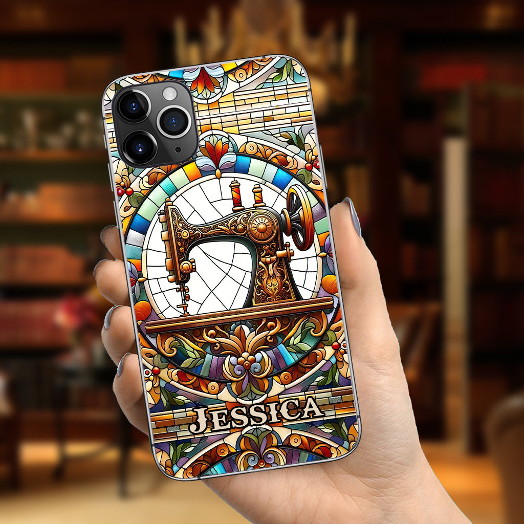 Machine à coudre colorée - Étui de téléphone personnalisé à la machine à coudre