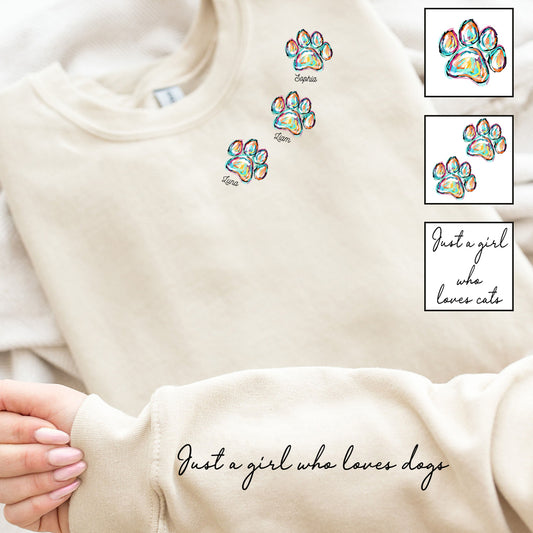 T-shirt personnalisé « Juste une fille qui aime les chiens et les chats » avec motif chien intégral