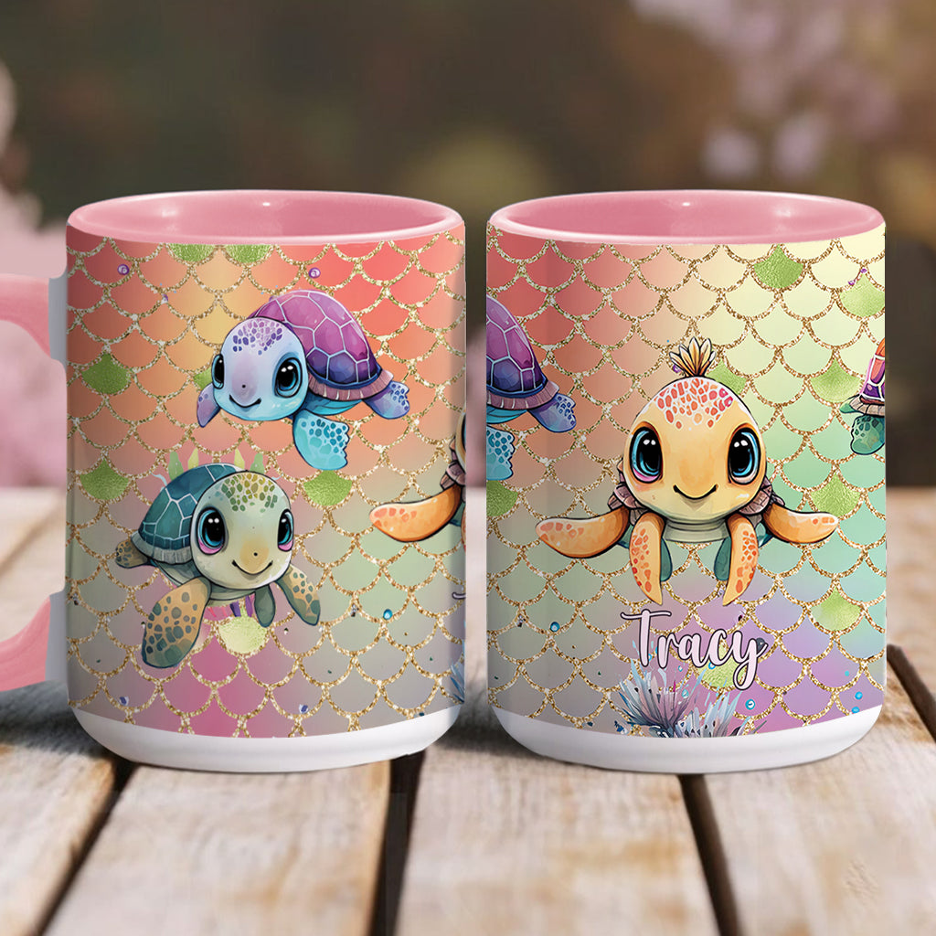 Tasse personnalisée avec motif tortues mignonnes