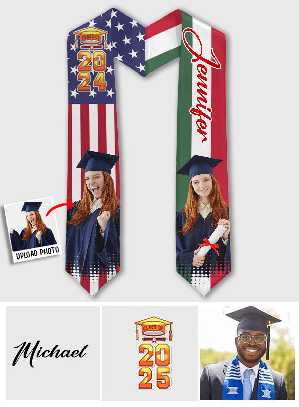 Drapeau du pays, promotion 2024 - Étole de remise de diplômes personnalisée