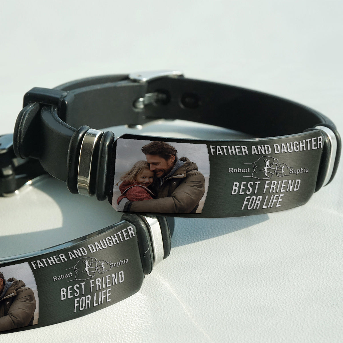 Bracelet personnalisé gravé pour le père, la fille et le fils, meilleurs amis pour la vie