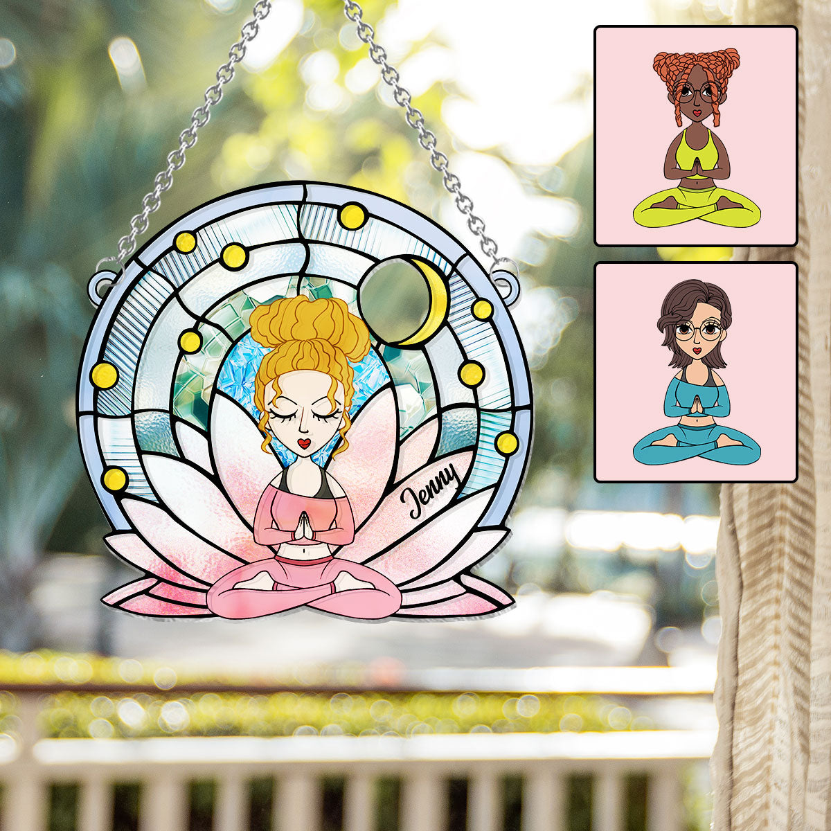 Namaste - Ornement attrape-soleil personnalisé pour fenêtre, inspiré du yoga 