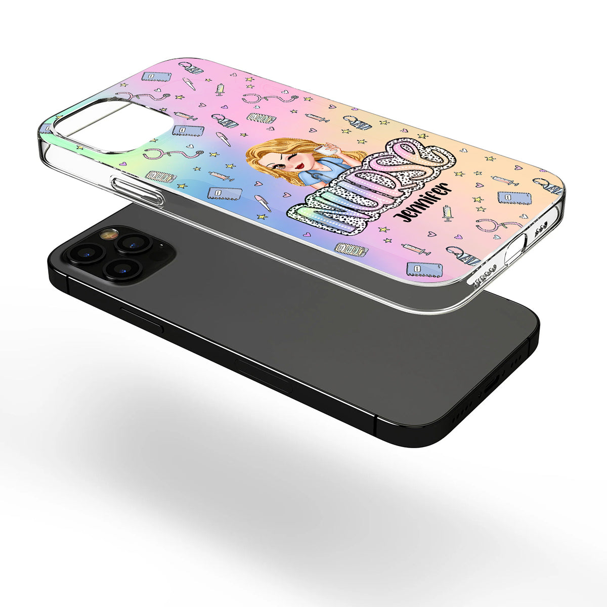 Vie d'infirmière - Étui de téléphone transparent personnalisé pour infirmière