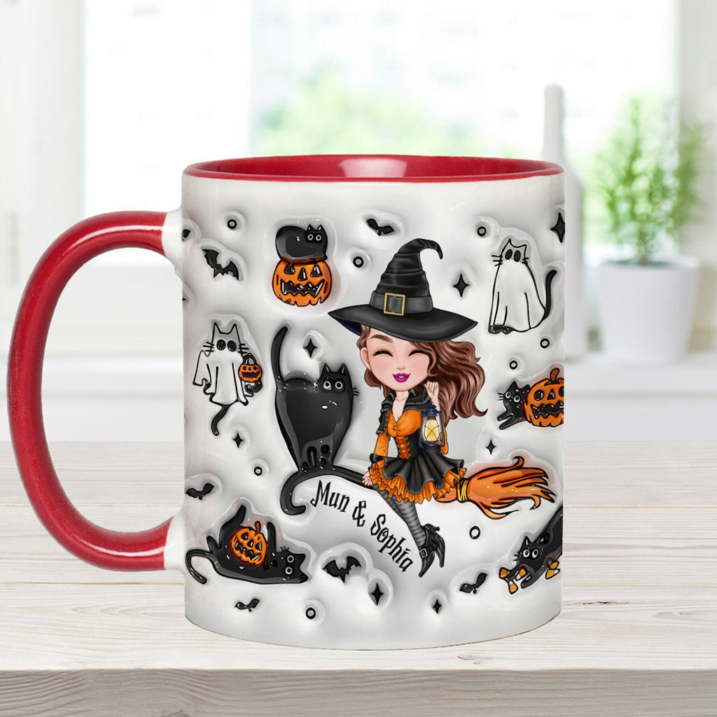 Cute Witch Halloween Ghost Boo Cat - Personalized Witch Accent Mug