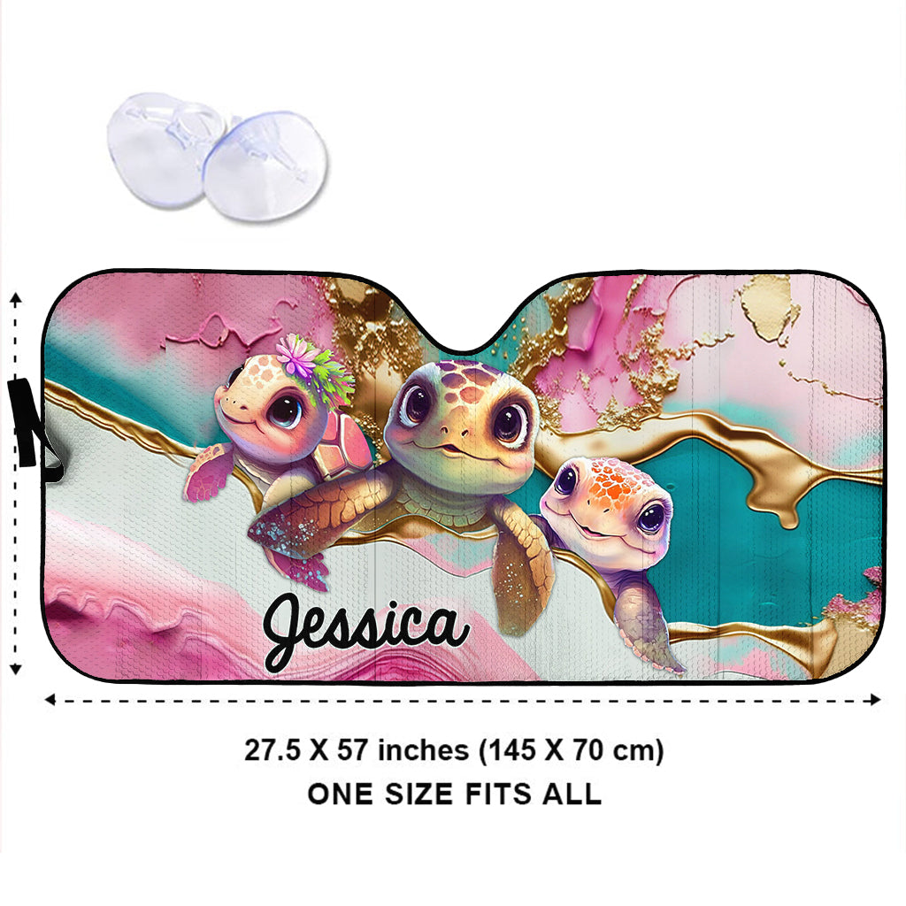 Tortue rose mignonne - Pare-soleil de voiture personnalisé en forme de tortue
