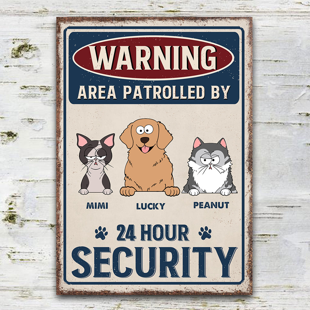 24 Hour Security - Personalized Dog Rectangle Metal Sign