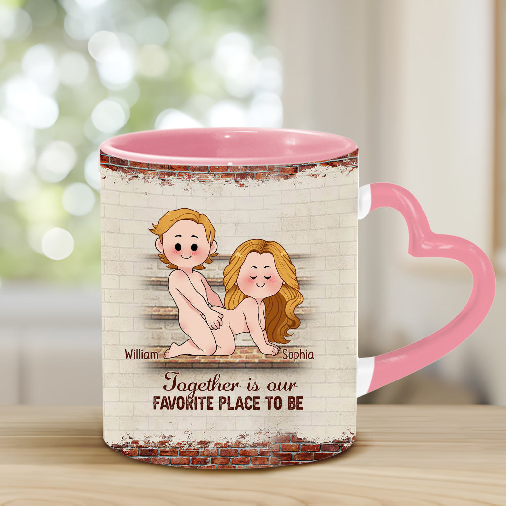 Je t'aime - Mug personnalisé pour couple avec anse en forme de cœur