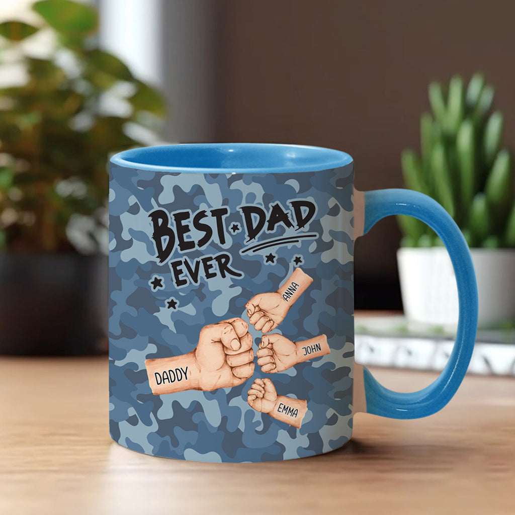 Best Dad Ever Camo Pattern Fist Bump - Personalized Father Accent Mug