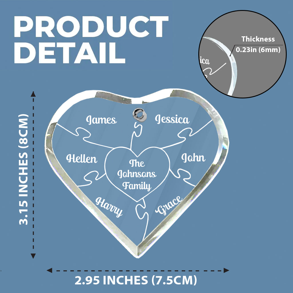 Pieces Of My Heart - Personalized Bestie Heart Shaped Glass Ornament