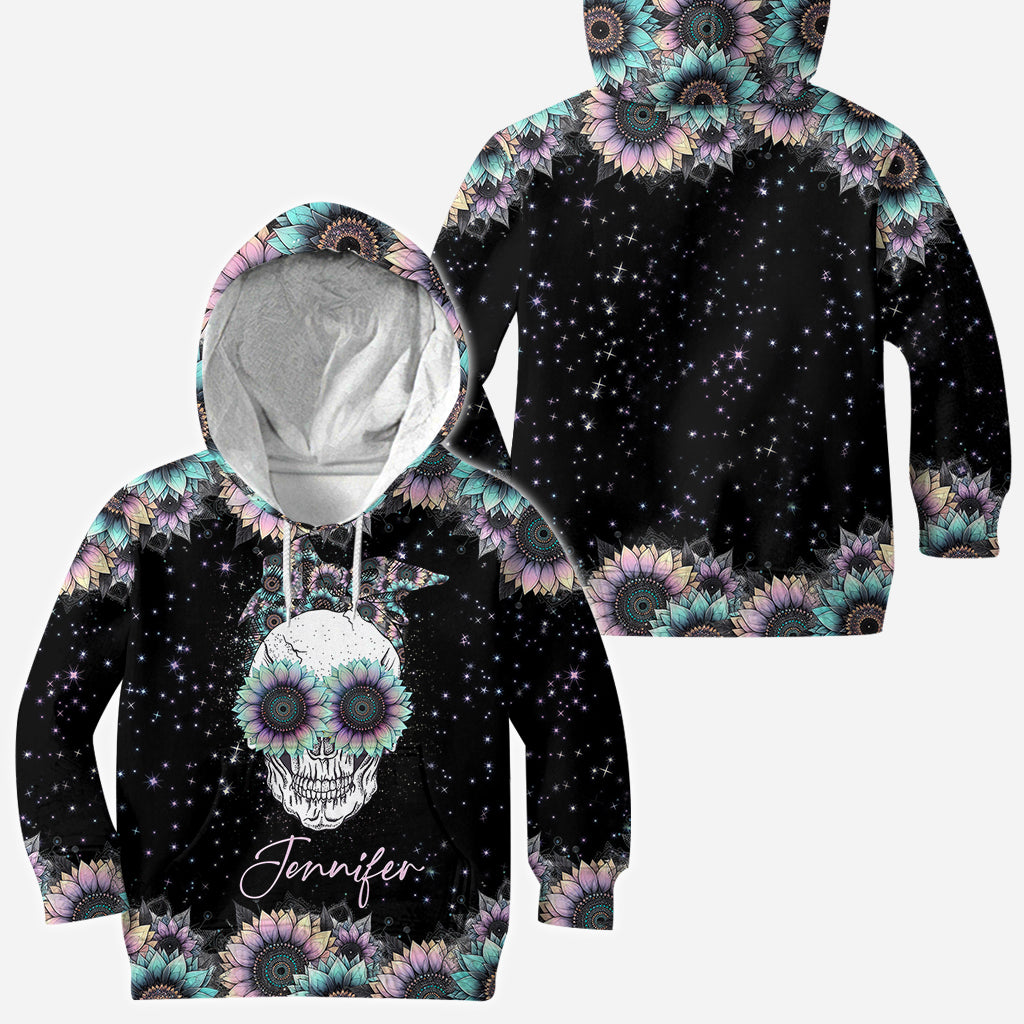 T-shirt personnalisé Zero F Given Tournesol rose et bleu - Tête de mort intégrale