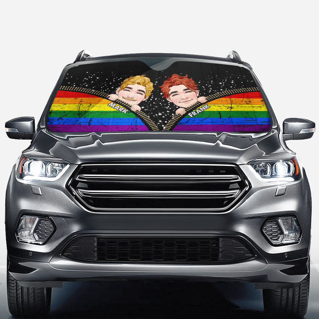 Pare-soleil de voiture personnalisé « Fierté des couples » - Un accessoire amusant pour soutenir la communauté LGBT