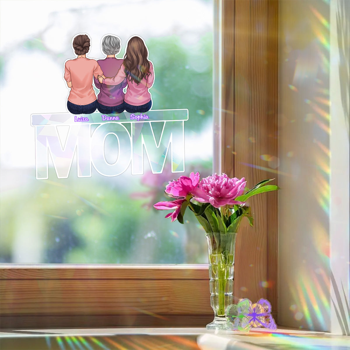 Je t'aime maman - Autocollant attrape-soleil personnalisé pour maman