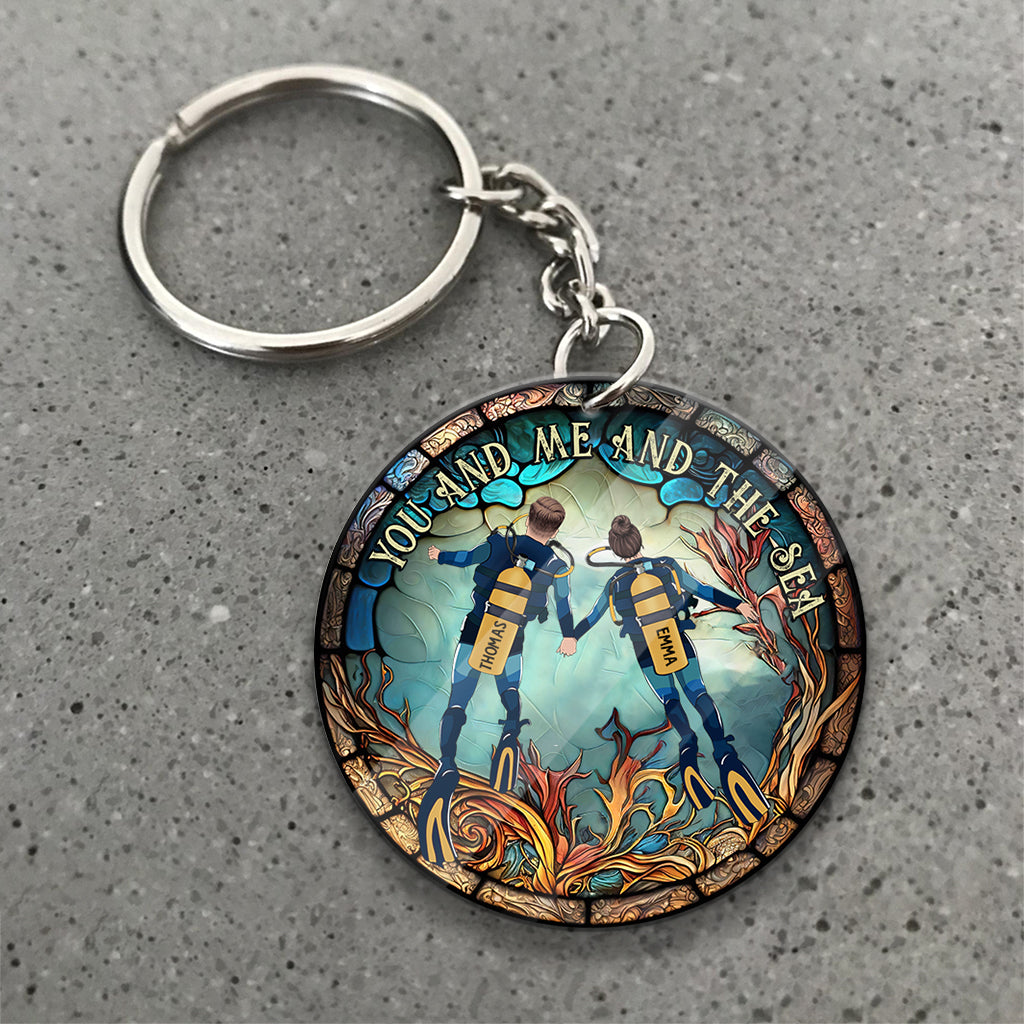Toi, moi et la mer - Porte-clés de plongée sous-marine personnalisé