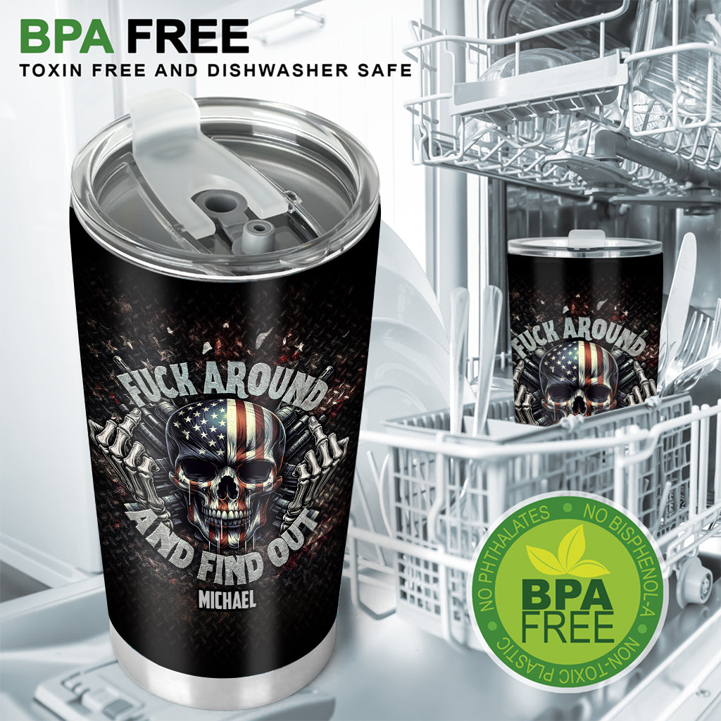 Gobelet crâne personnalisé avec motif squelette et drapeau américain