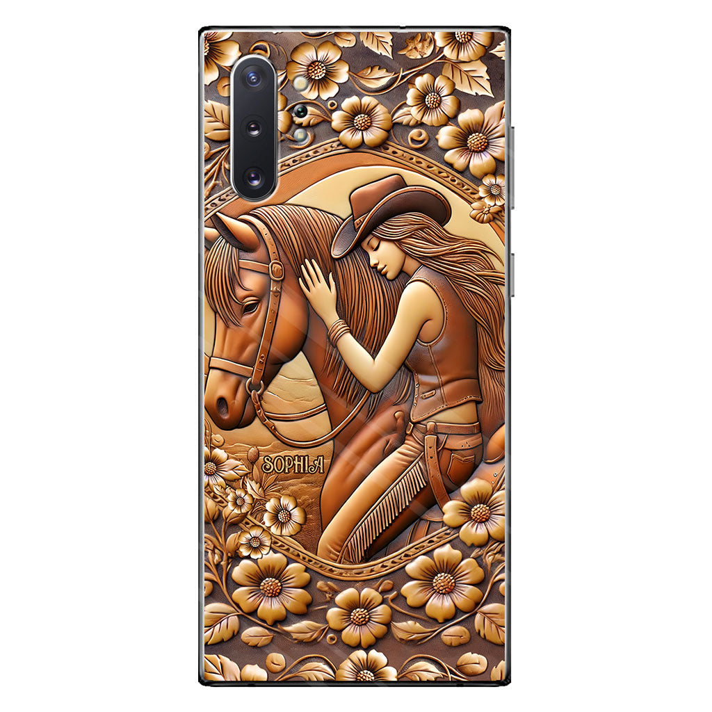 Une fille et son cheval - Coque de téléphone personnalisée à motif cheval