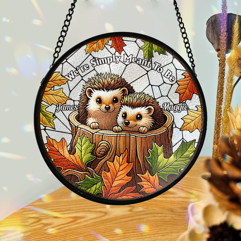 Nous sommes faits l'un pour l'autre - Attrape-soleil en vitrail personnalisé pour couple