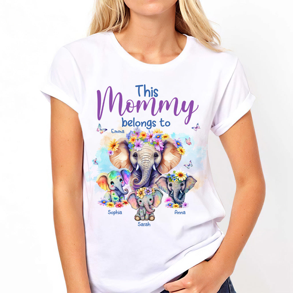 Éléphants à qui maman appartient - T-shirt et sweat à capuche personnalisés pour maman