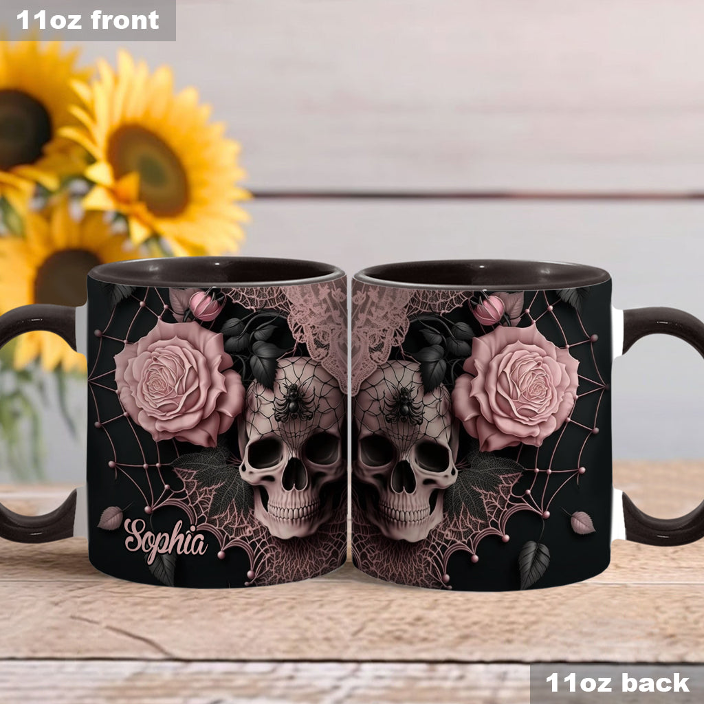 Mug personnalisé à motif de crâne et roses
