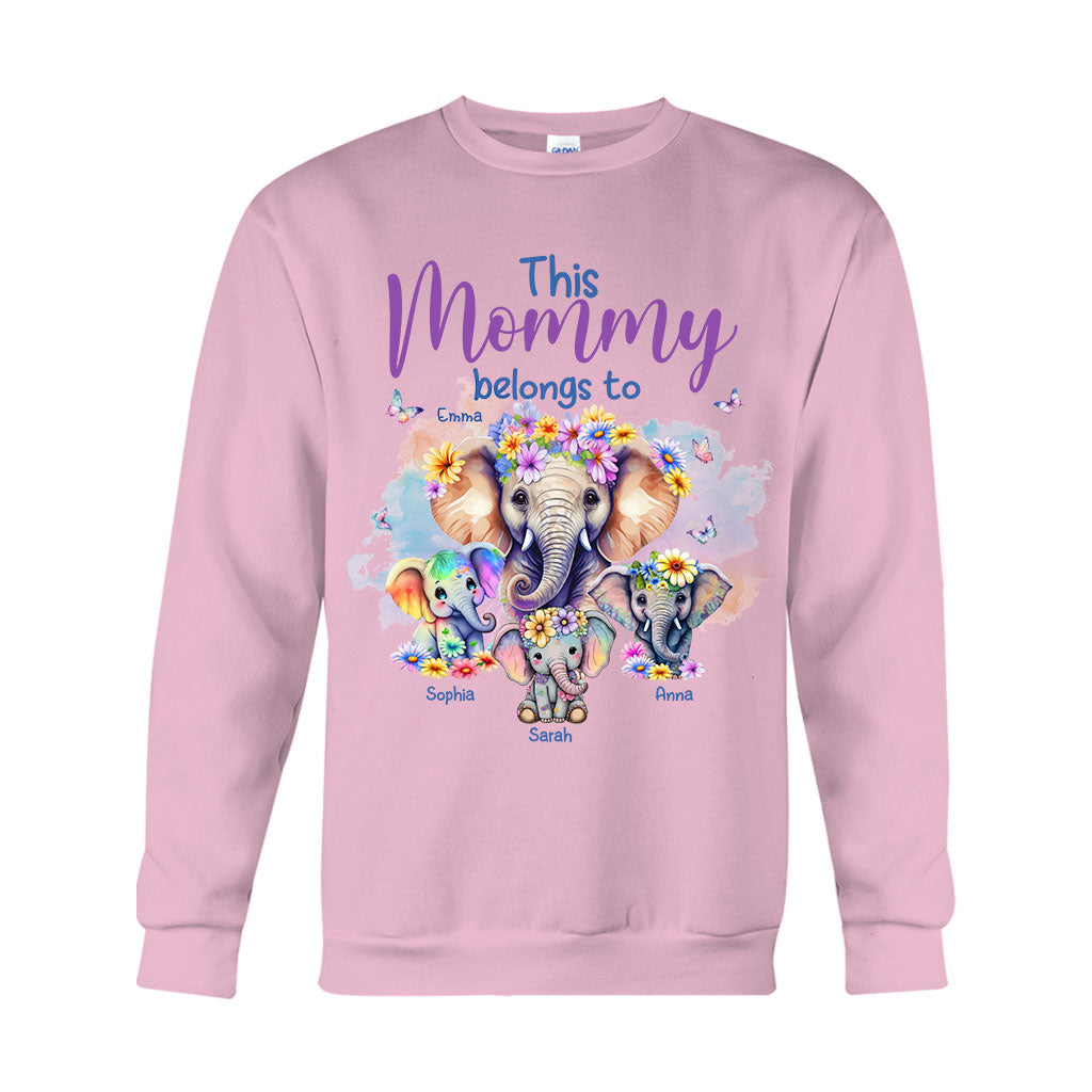 Éléphants à qui maman appartient - T-shirt et sweat à capuche personnalisés pour maman
