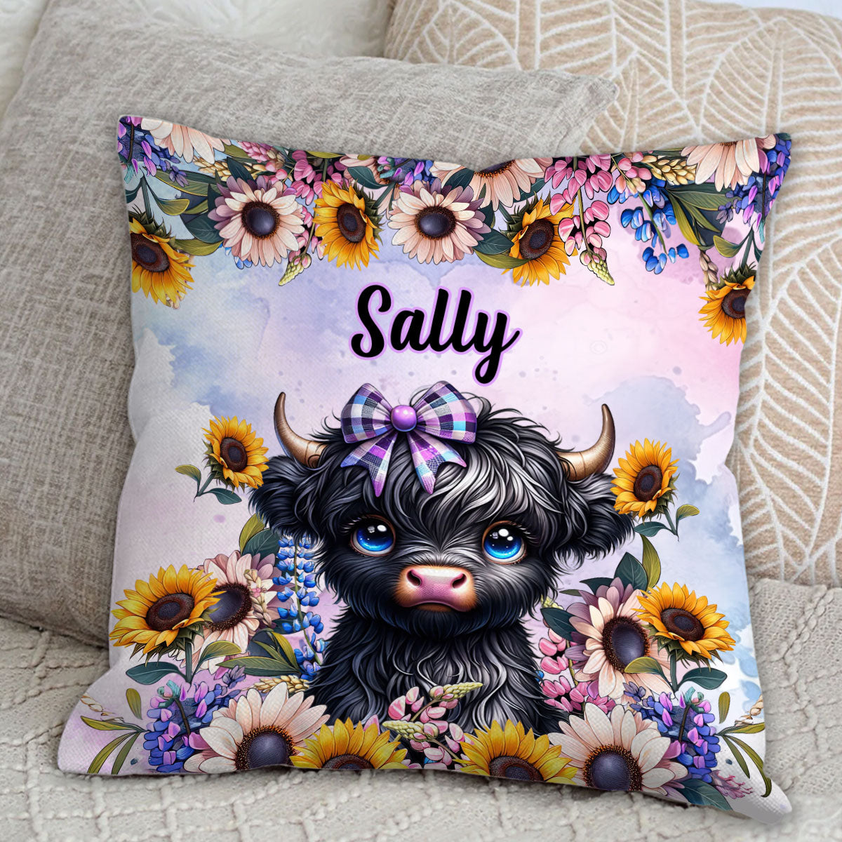 Coussin décoratif personnalisé « Petite vache mignonne »