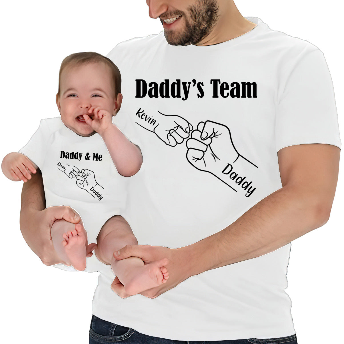 Papa et moi - L'équipe de papa - T-shirt personnalisé pour papa et body pour bébé