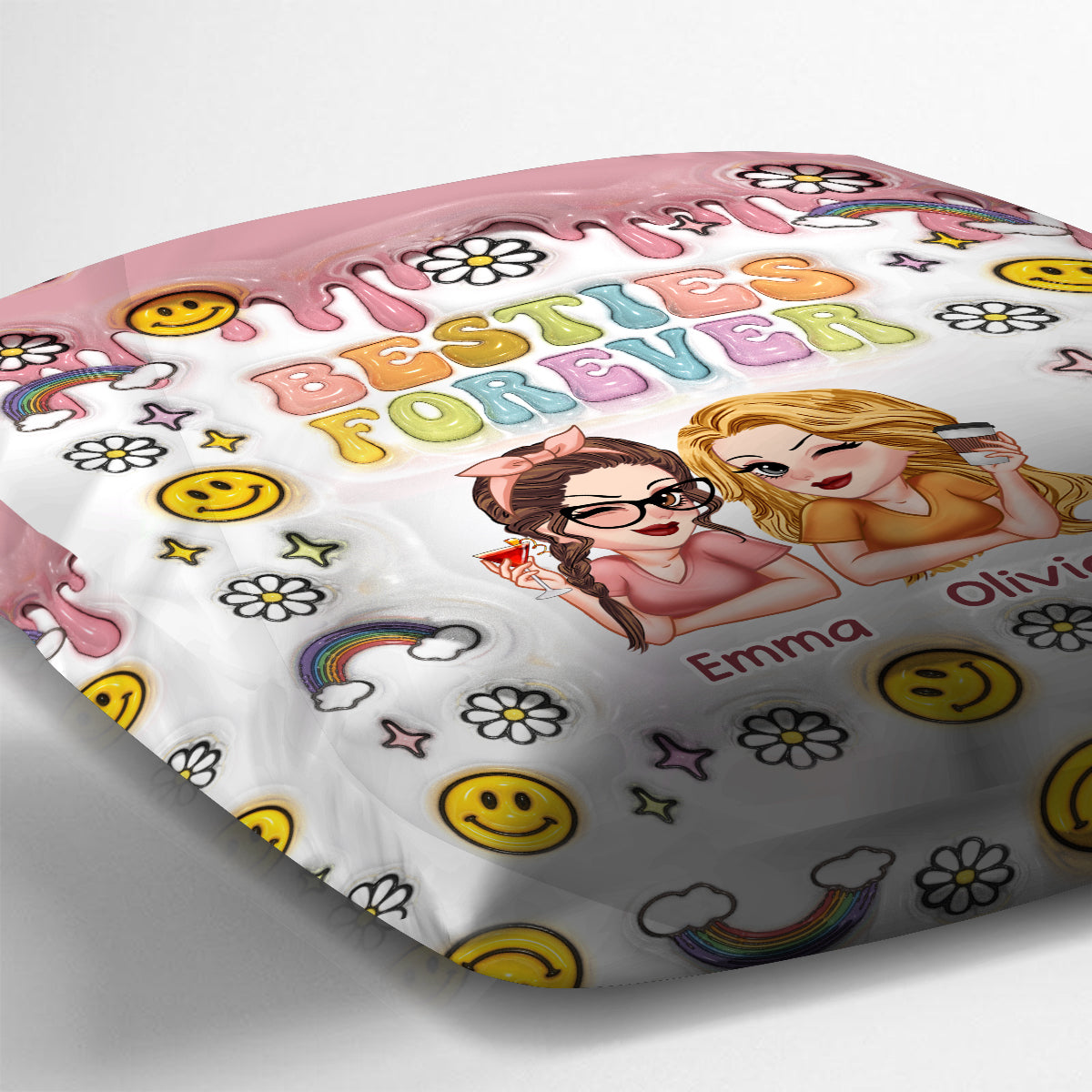 Meilleures amies pour toujours - Coussin décoratif personnalisé pour meilleures amies