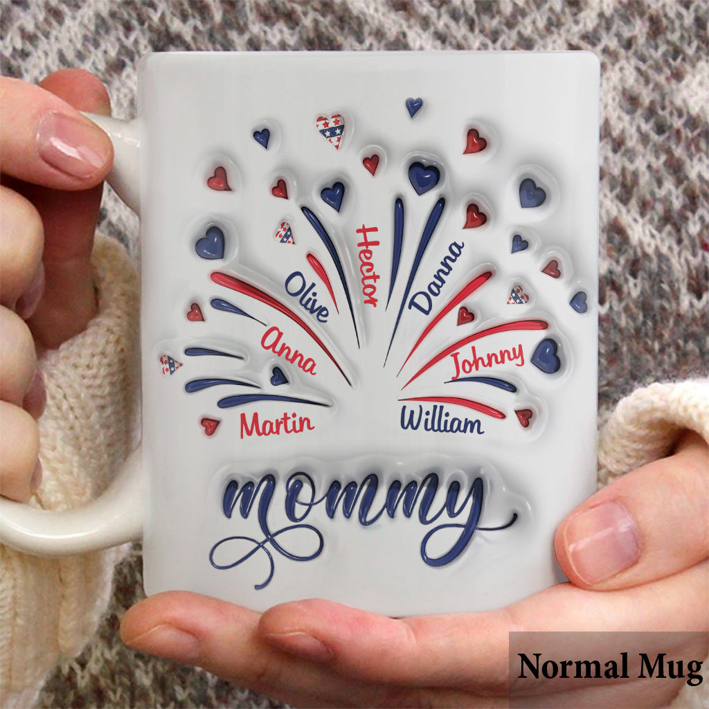 Mug personnalisé « Feu d'artifice drapeau américain » pour maman