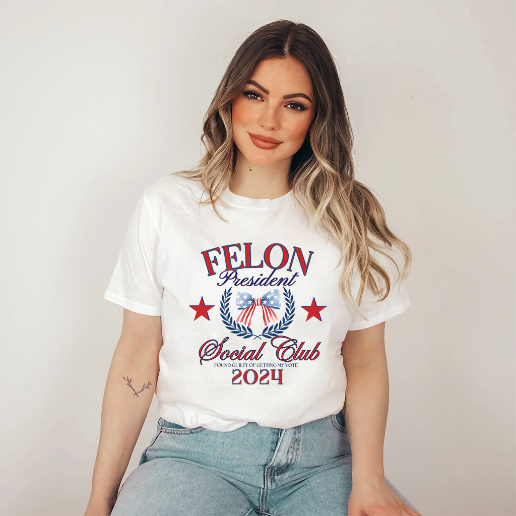 T-shirt FeI0n President Social Club, T-shirt President Trump Coquette, T-shirt President 2024, T-shirt républicain, T-shirt America
