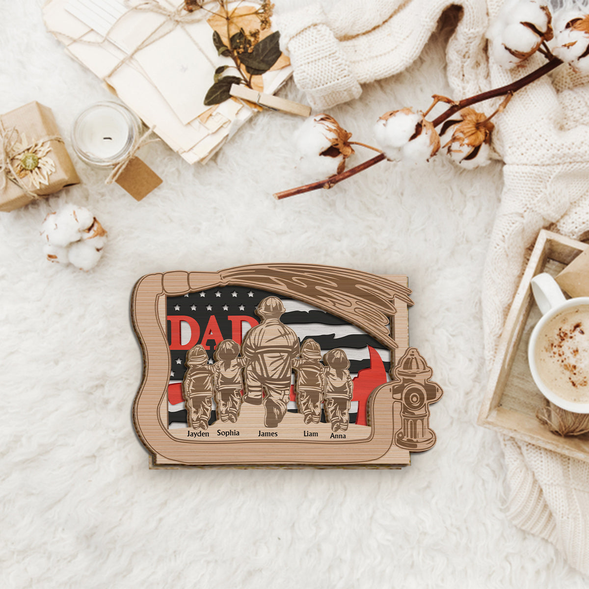 L'équipe de papa - Plaque en bois personnalisée « Papa » à 2 couches