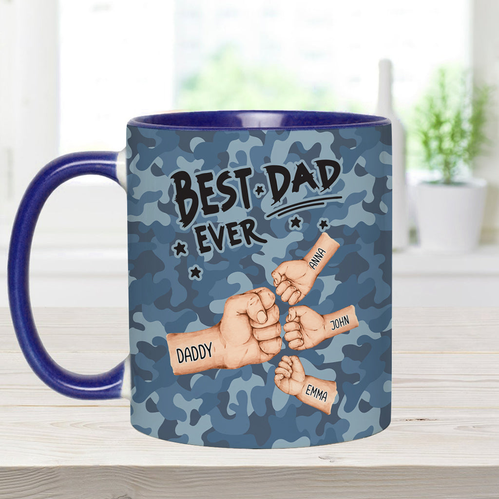 Best Dad Ever Camo Pattern Fist Bump - Personalized Father Accent Mug
