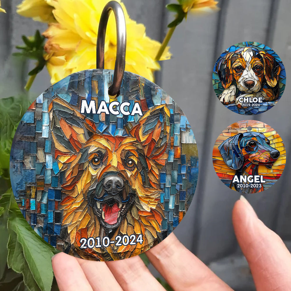 Carreaux de céramique personnalisés avec motif de chien - Ardoise ronde suspendue pour jardin