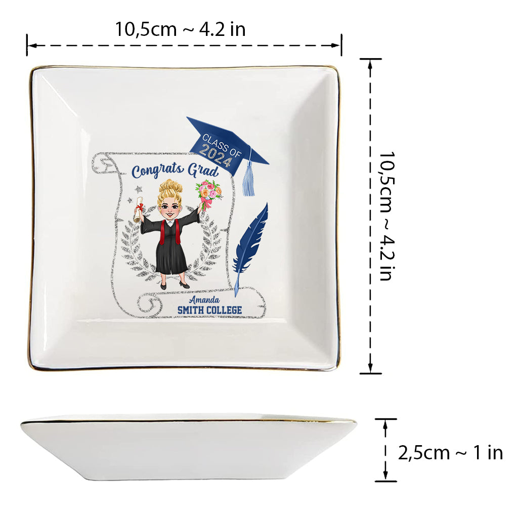 Class of 2024 Graduation Gift for Daughter Granddaughter - Personalized Graduation Jewelry Dish