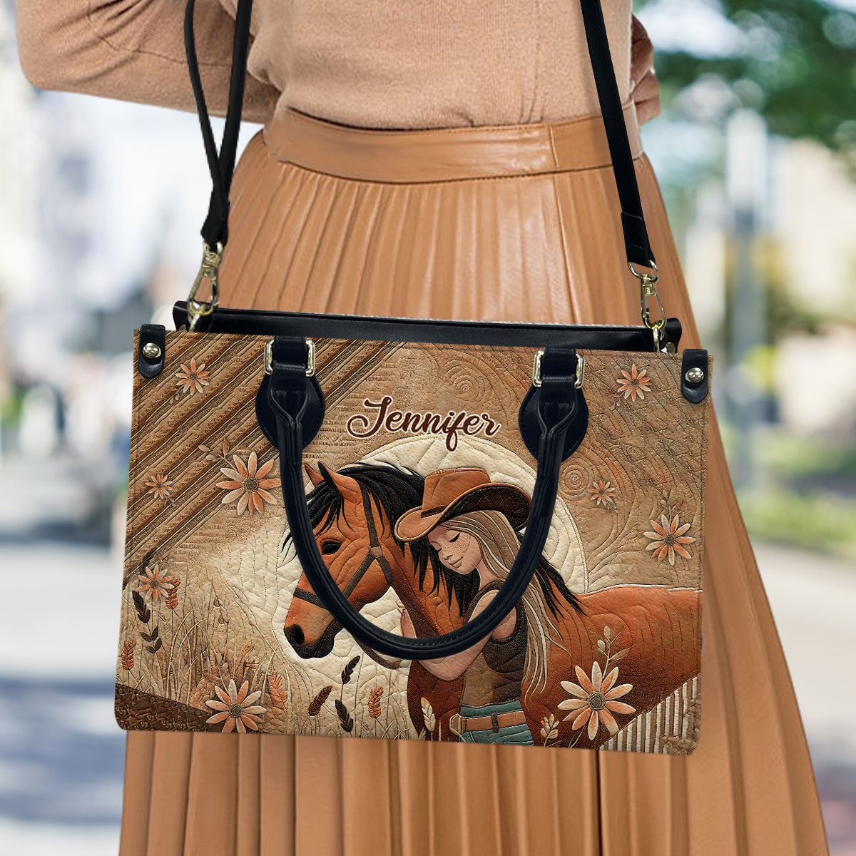 Amoureux des chevaux - Sac à main en cuir personnalisé à motif cheval