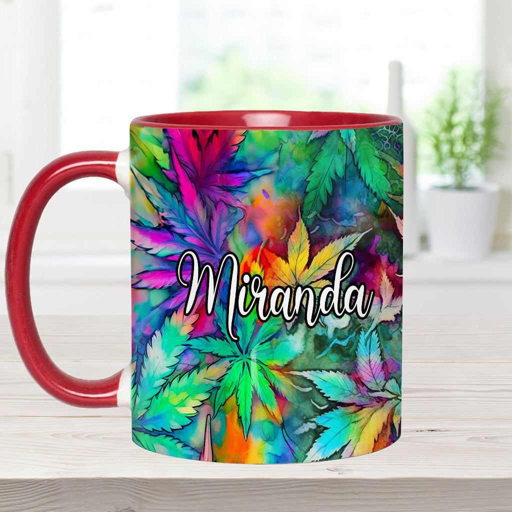 Mug personnalisé à motif feuille de cannabis psychédélique