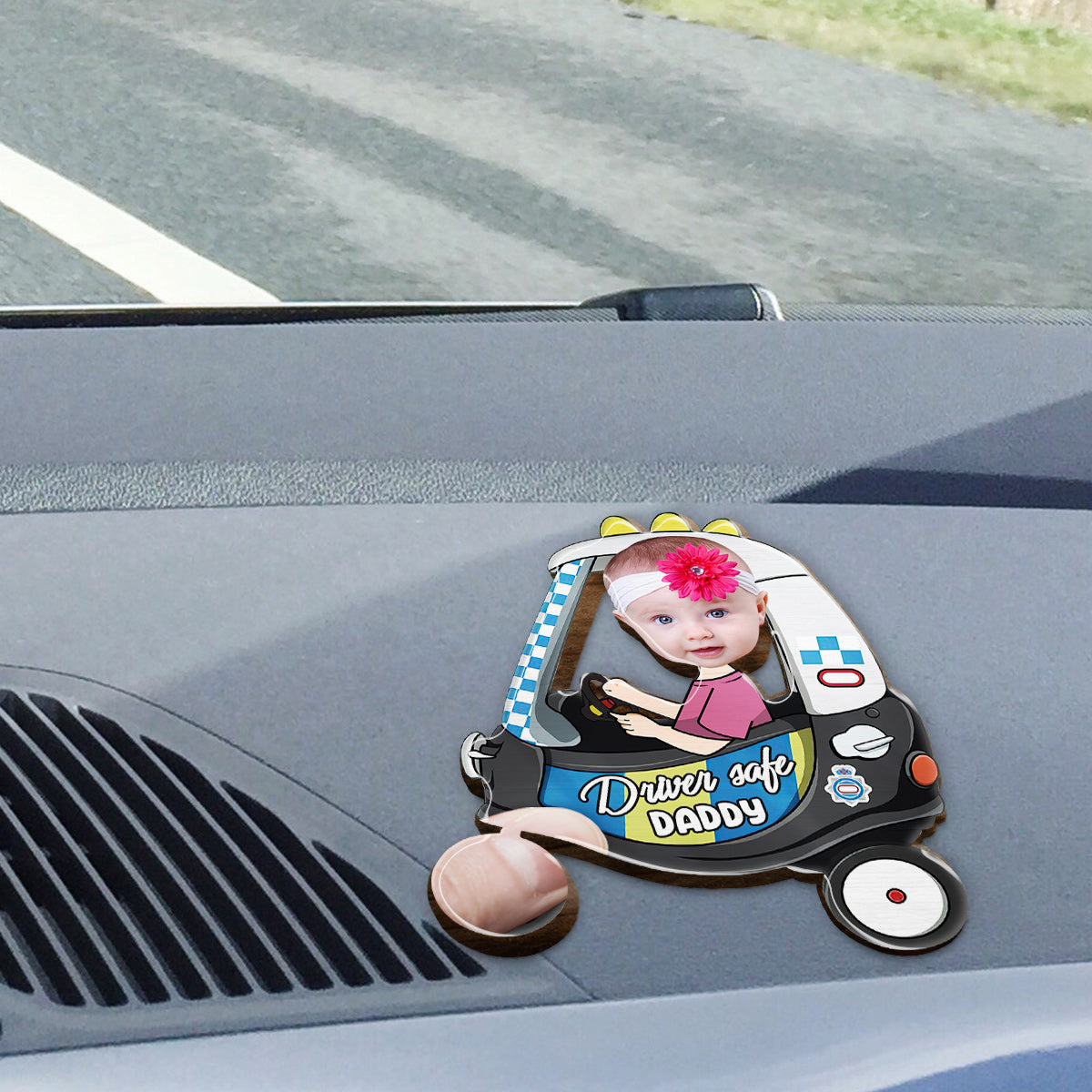 Conduis prudemment, papa ! - Clip de pare-soleil personnalisé en forme de père