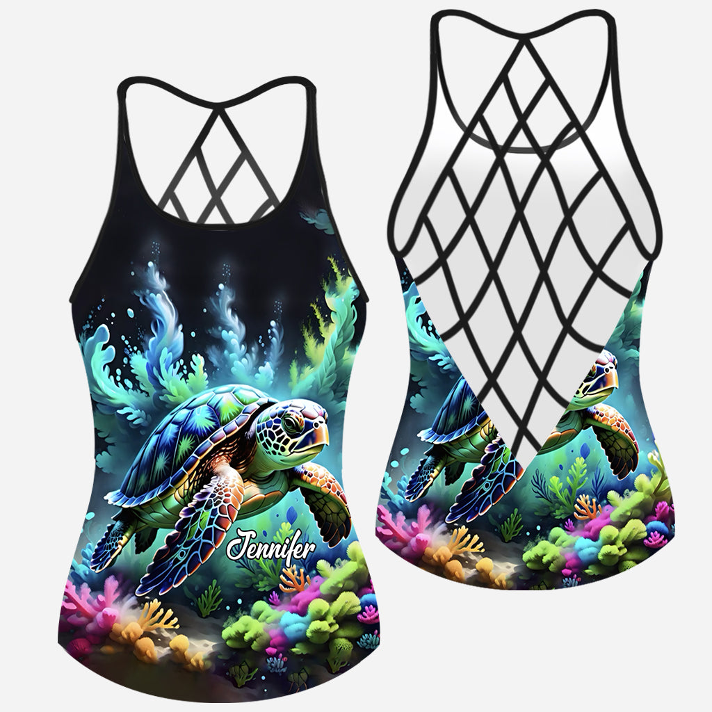 Débardeur personnalisé « J’adore les tortues » avec croix de tortues