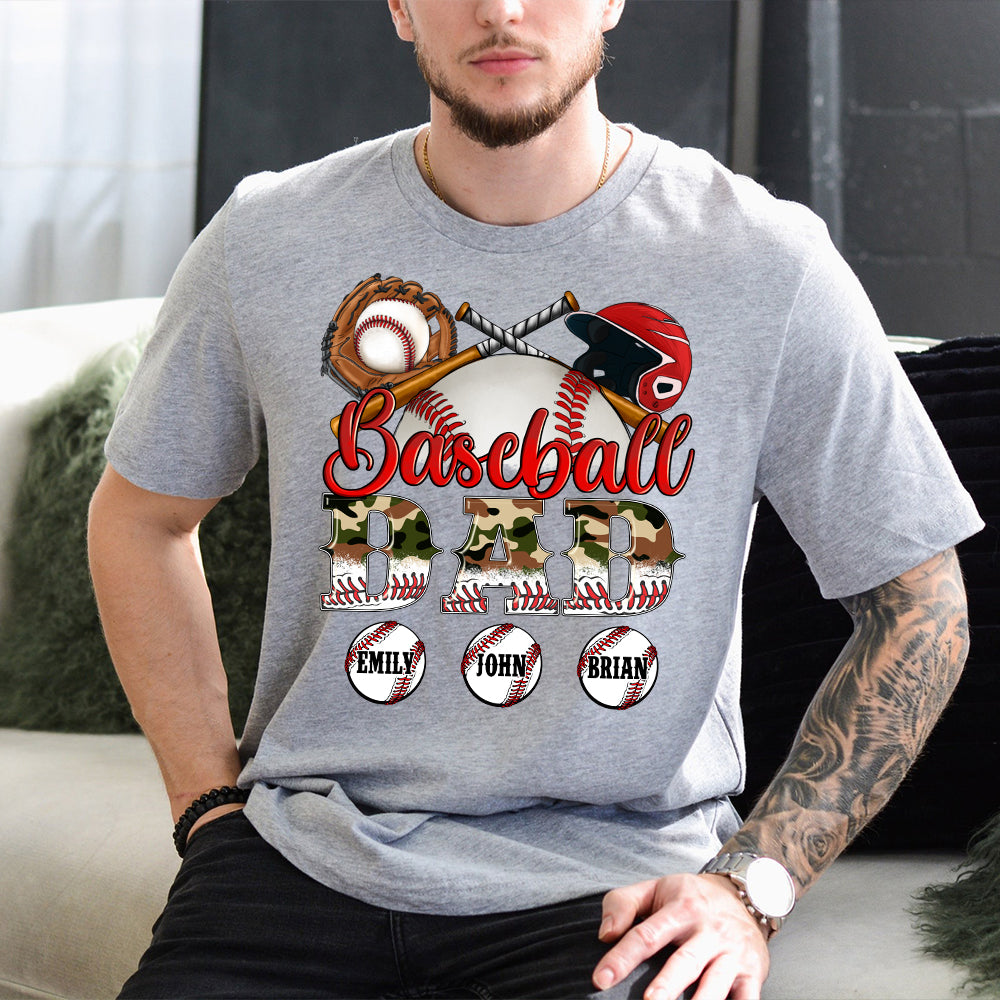 Meilleur papa de joueur de baseball au monde - T-shirt et sweat à capuche camouflage personnalisés - Sweat à capuche