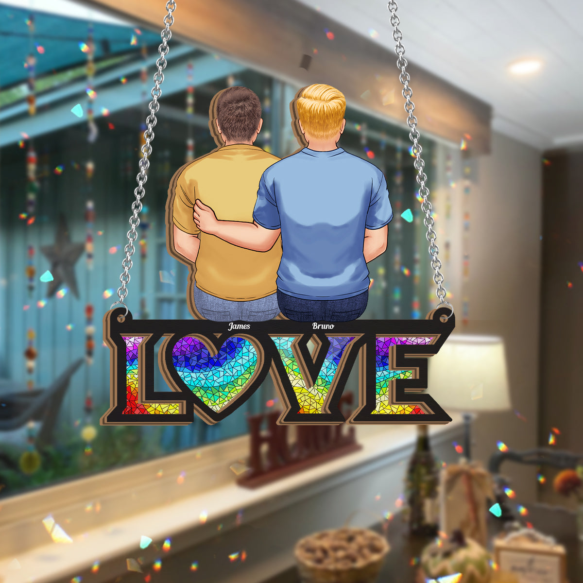 L'amour est l'amour - Attrape-soleil personnalisé à deux couches, symbole de soutien à la communauté LGBT.