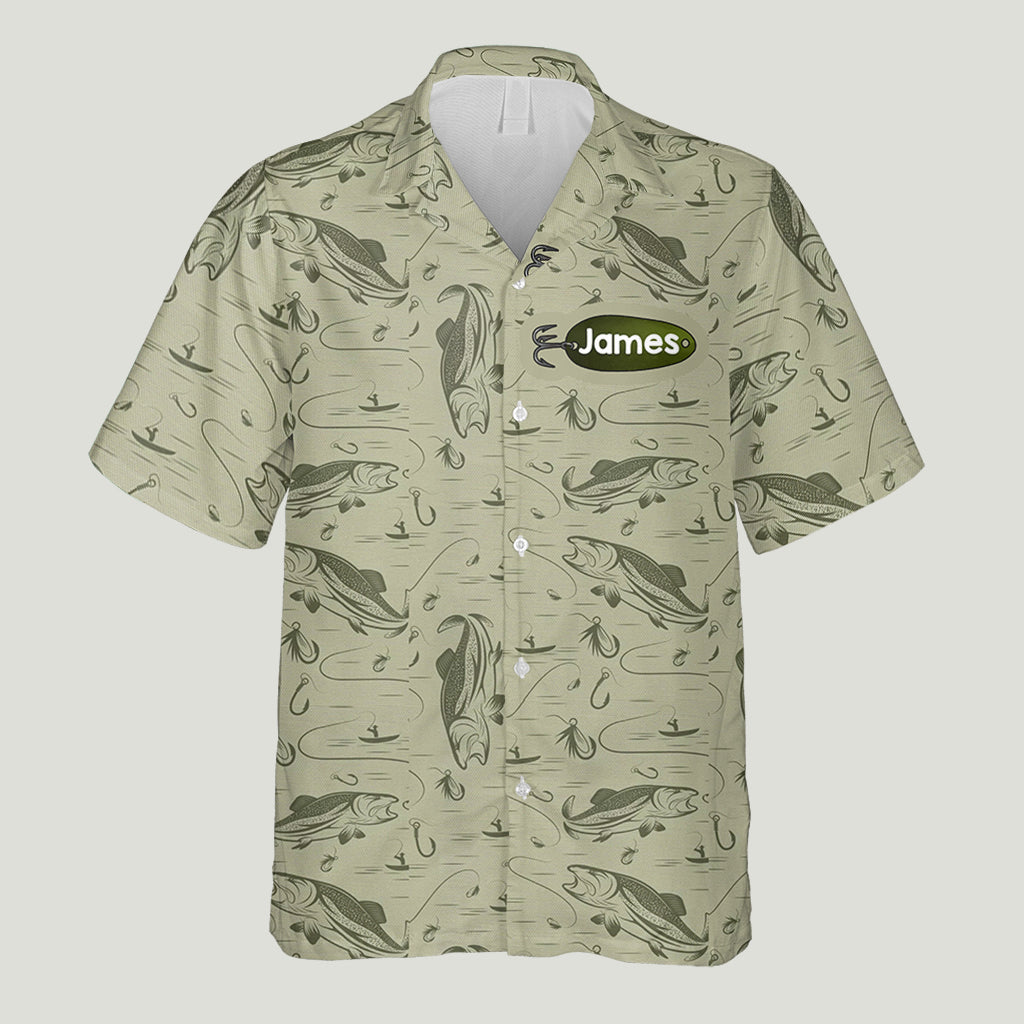 Accro à être papa/grand-père... - Chemise hawaïenne de pêche personnalisée