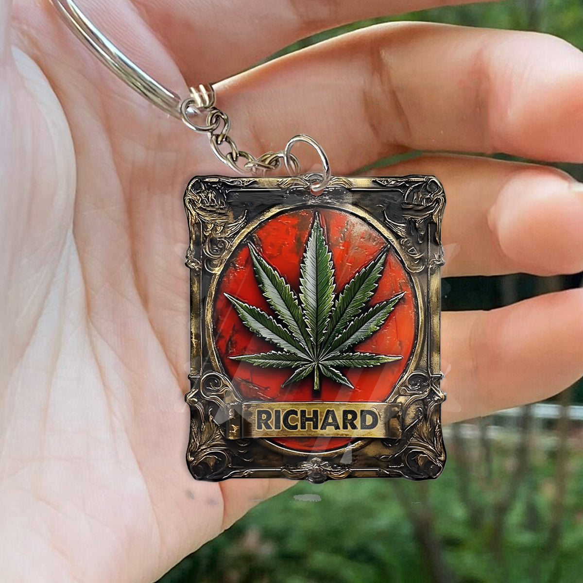 Magnifique porte-clés cannabis personnalisé
