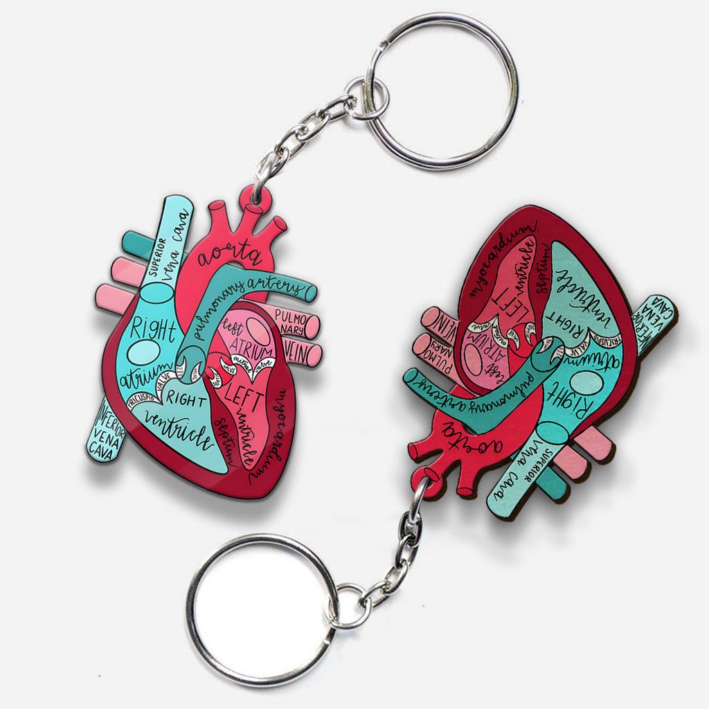 Anatomie du cœur - Porte-clés personnalisé « Infirmière » - Vie d'infirmière - Anatomie du cœur