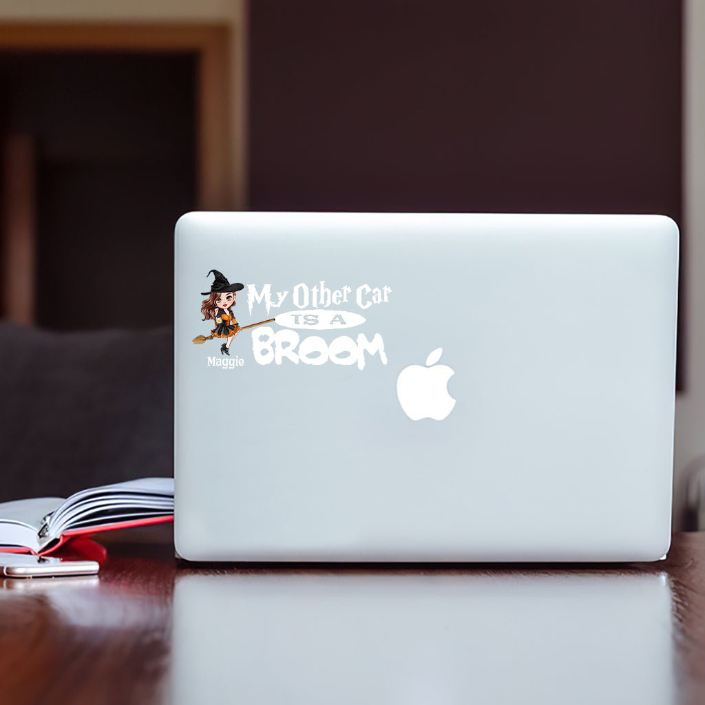 Ma deuxième voiture est un balai - Autocollant de sorcière personnalisé