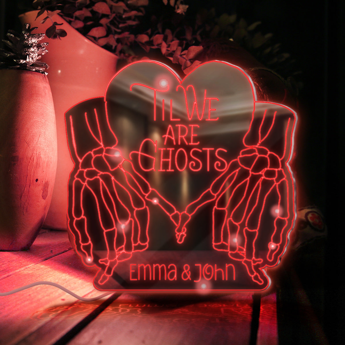 Jusqu'à ce que nous soyons des fantômes - Miroir lumineux personnalisé pour couple 