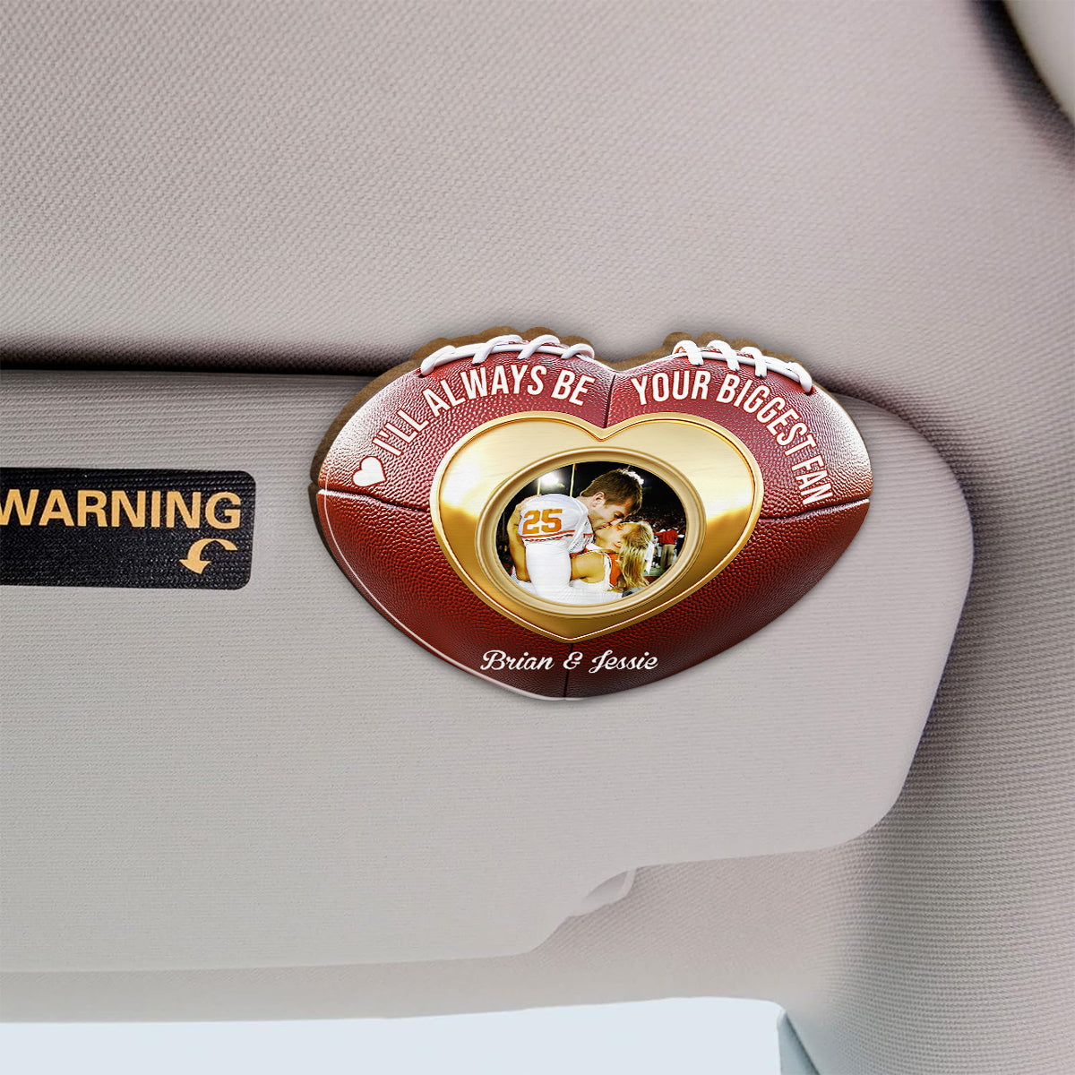Your Biggest Fan - Personalized Football Shaped Car Visor Clip