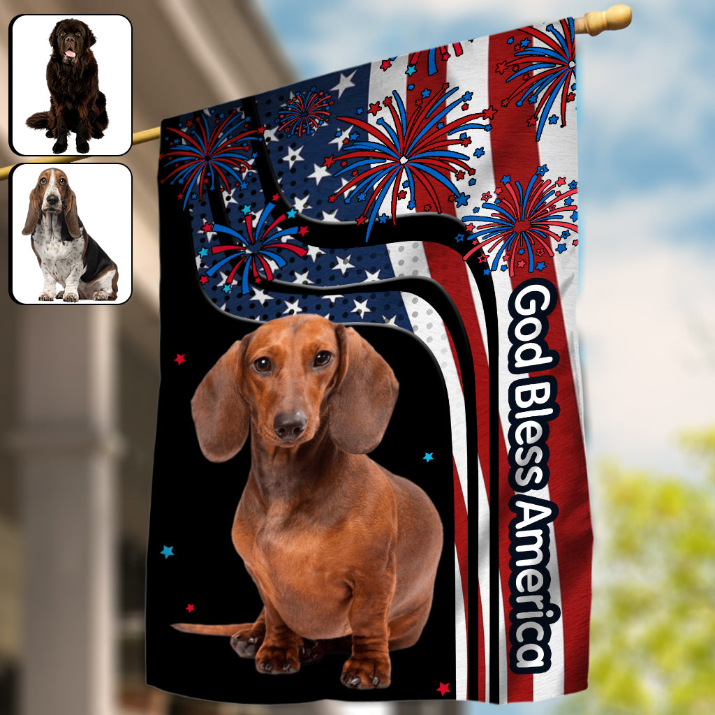 Que Dieu bénisse l'Amérique - Drapeau personnalisé pour niche pour chien