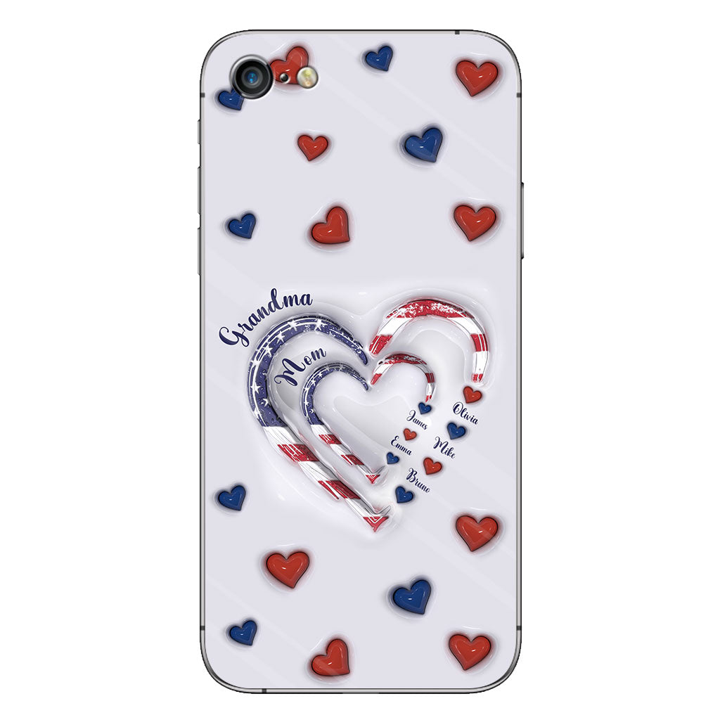 Coque de téléphone personnalisée « Cœurs de grand-mère » pour le 4 juillet