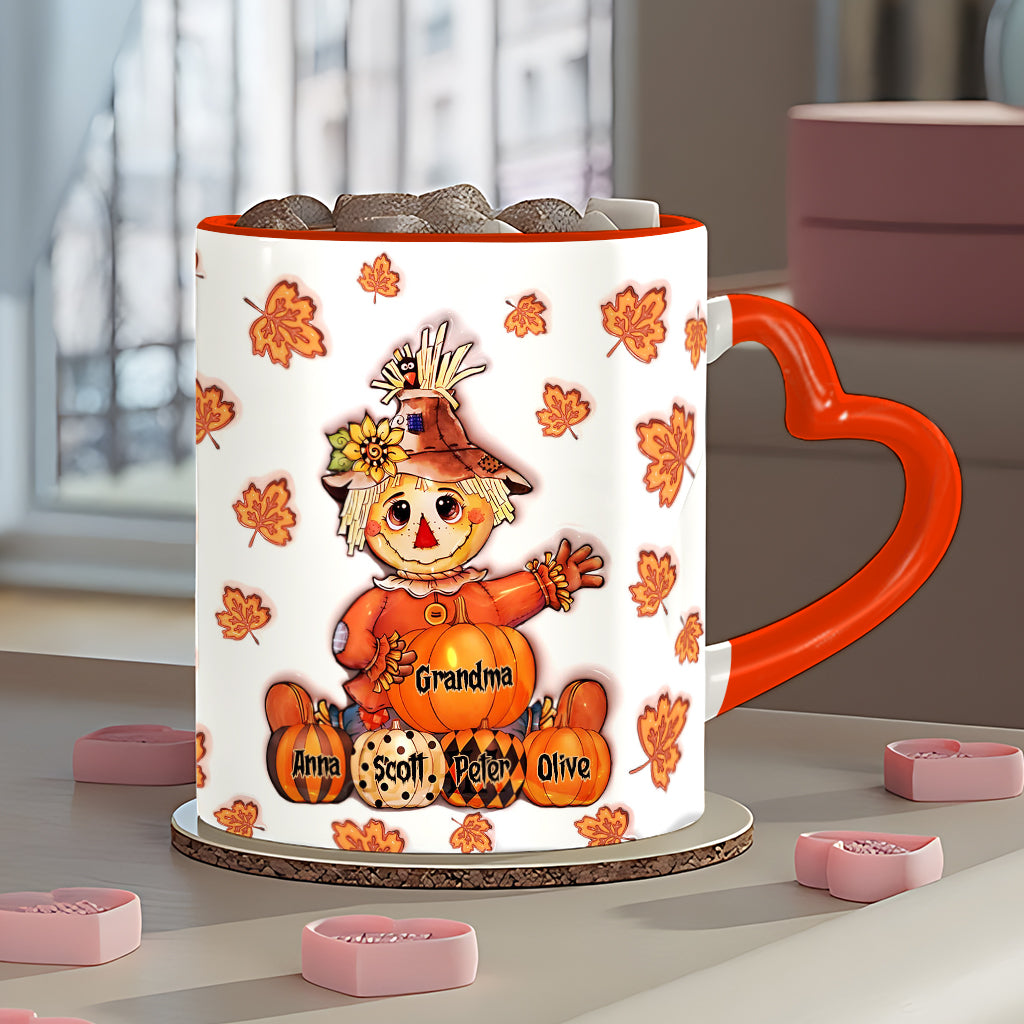 Mug personnalisé « Grand-mère Automne » avec anse en forme de cœur