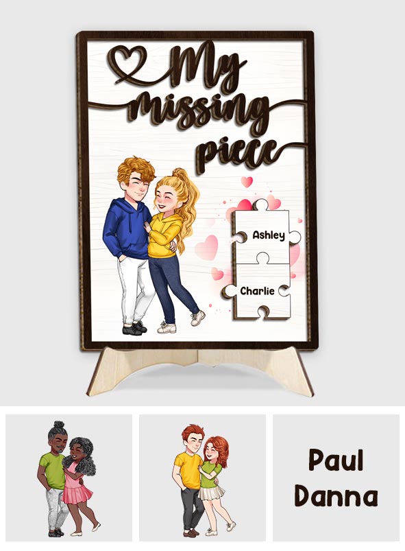 My Missing Piece - Personalized Couple 2 Layered Wood Sign / Wood Plaque