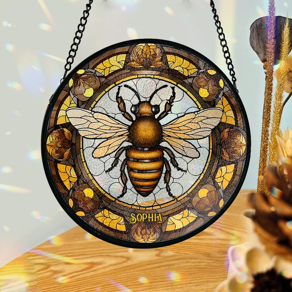 Magnifique abeille - Attrape-soleil personnalisé en vitrail avec motif abeille